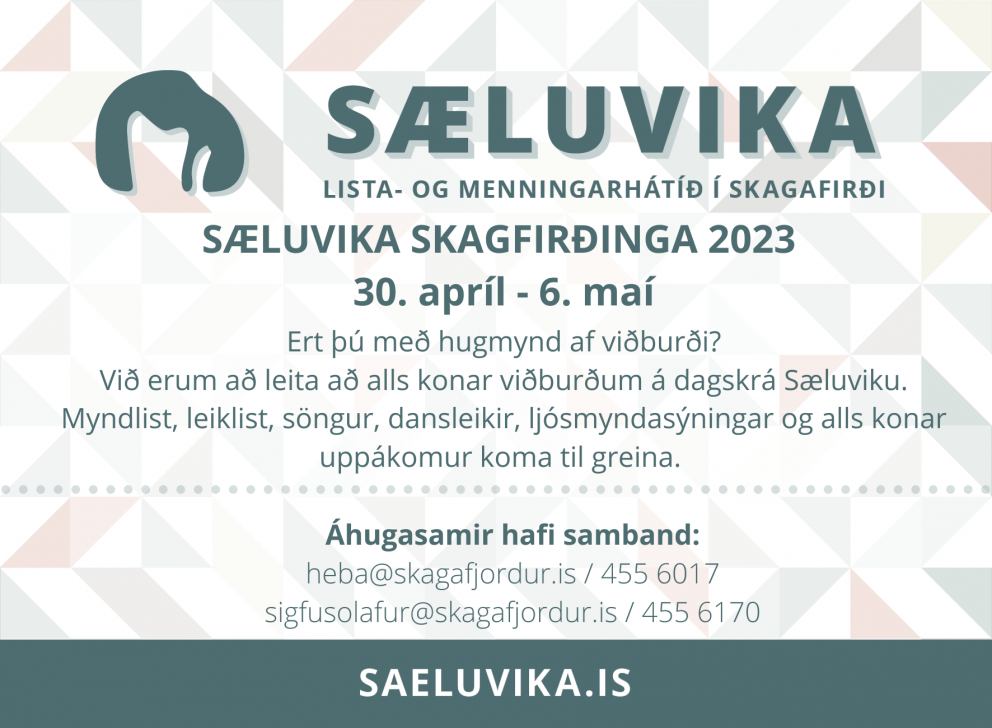 Sæluvika Skagfirðinga 2023 verður haldin 30. apríl - 6. maí